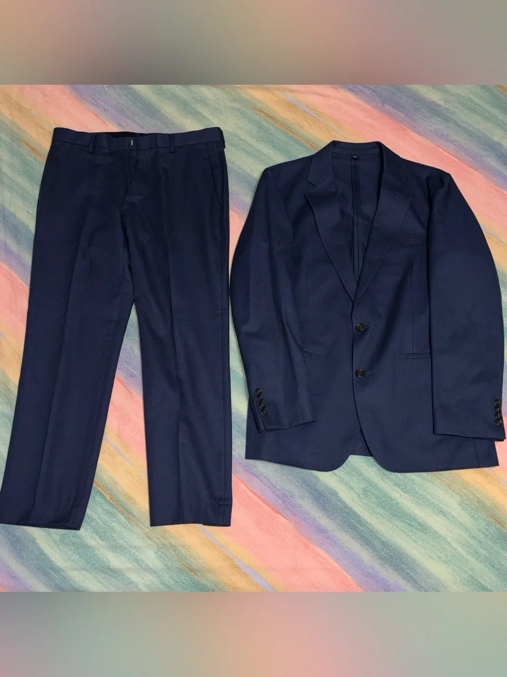 J. Crew Ludlow Slim navy blue Italian Suit (Jacket/Pants) size 40R wool cotton